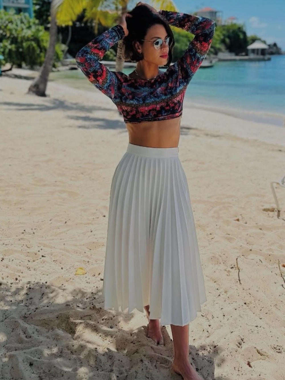 Women’s White Pleated Midi Skirt
